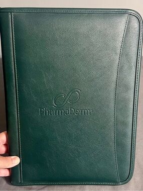 Leed’s Leather Notepad Portfolio Organizer Dark Green Pharma Derm 10x13”
